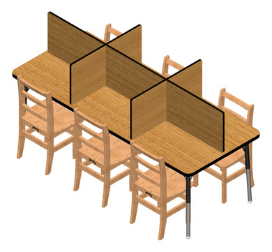 Study Carrel - 6 Carrels - Large - Oak/Black
