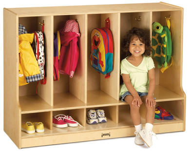 Toddler 5 Section Coat Locker with Step