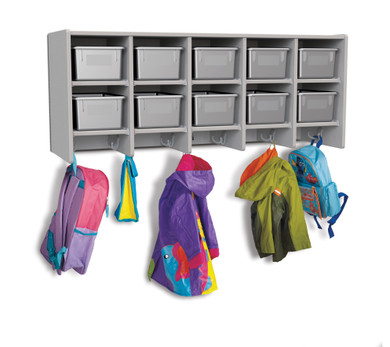 10 Section Wall Mount Coat Locker - with Trays