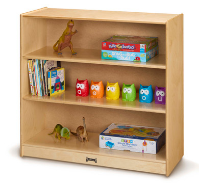 Kids Mobile Wooden Three Shelf Storage Bookcase With Casters