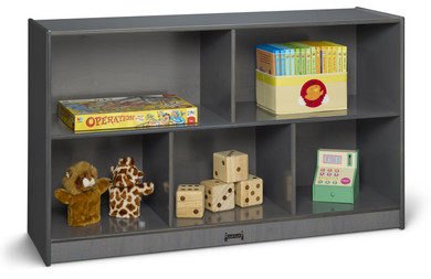 Mobile Wooden Gray Toy Storage Bookshelf