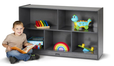 Mobile Wooden Gray Toy Storage Bookshelf