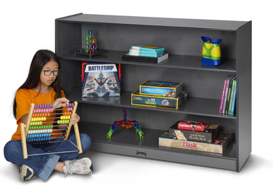 3 Shelf Wooden Gray Classroom Toy Storage Bookshelf