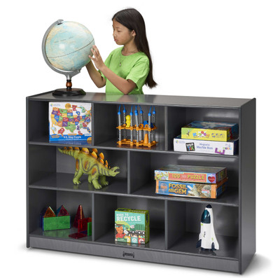 Gray Wooden Daycare Classroom Toy Storage Bookshelf