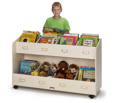 8 Section Mobile White Book Cart Organizer