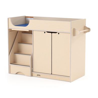 White Wooden Diaper Changing Table With Stairs