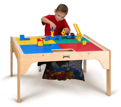 Wood DUPLO® Compatible Square Dual Storage Table