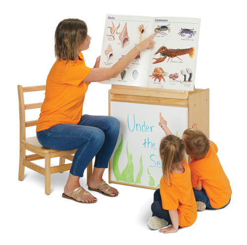 Wooden Classroom Lift Top Book Easel With Storage