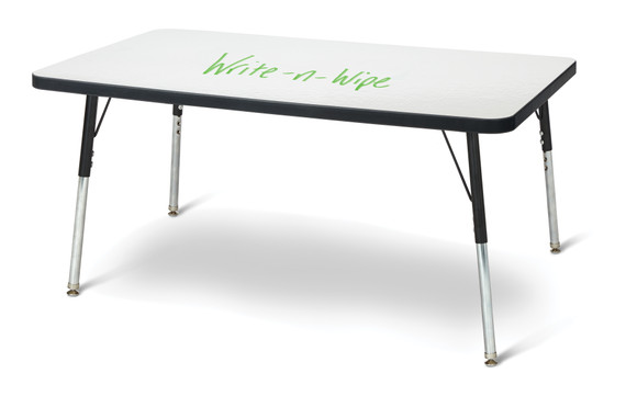 Rectangle Dry Erase Table - 24" x 36", A-height - Write-n-Wipe/Black/Black