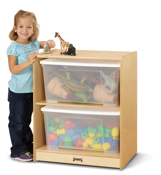Space-Saver Jumbo Tote Storage – with Clear Totes + Lids