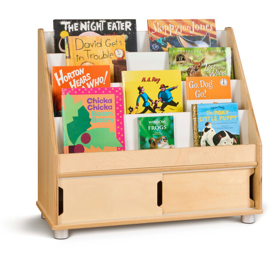4 Shelf Wooden Classroom Bookshelf Display Stand