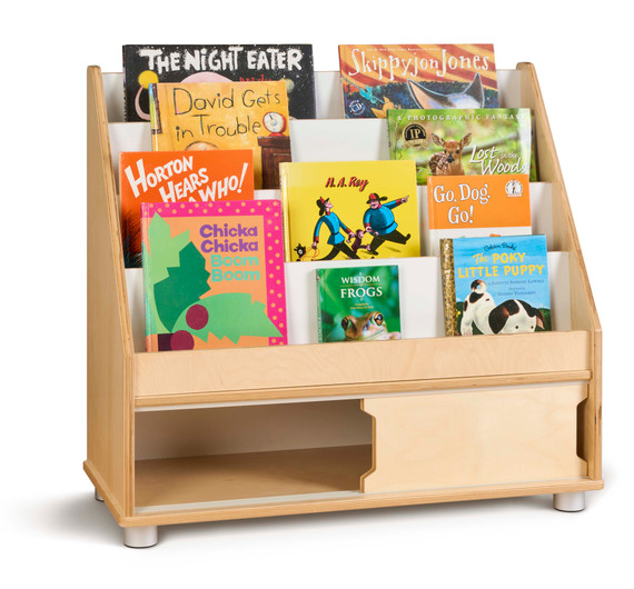 4 Shelf Wooden Classroom Bookshelf Display Stand