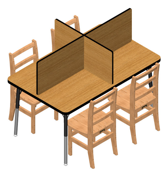 Study Carrel - 4 Carrels - Small - Oak/Black