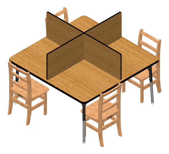 Study Carrel - 6 Carrels - Standard - Oak/Black