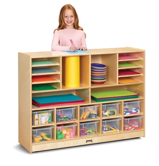 Deluxe Sectional Cubbie-Tray Mobile Unit - with Clear Trays