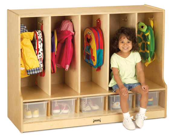 Toddler 5 Section Coat Locker with Step