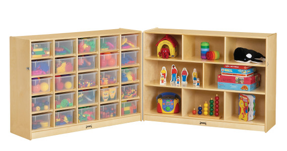 25 Cubbie-Tray Mobile Fold-n-Lock - with Clear Trays 25 Cubbie-Tray Mobile Fold-n-Lock - with Clear Trays