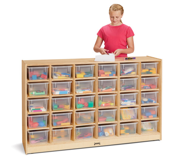 30 Cubbie-Tray Mobile Storage - with Clear Trays - Model