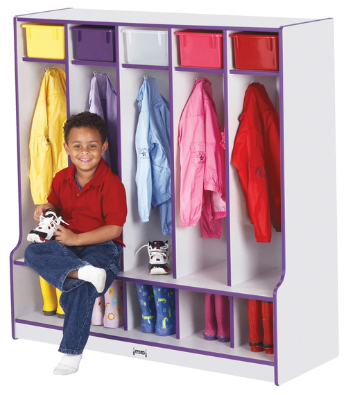 Rainbow Accents 5 Section Coat Locker with Step Rainbow Accents 5 Section Coat Locker with Step