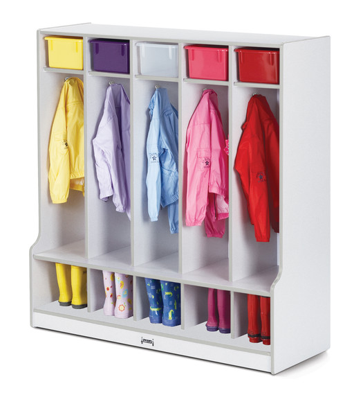 Rainbow Accents 5 Section Coat Locker with Step Rainbow Accents 5 Section Coat Locker with Step