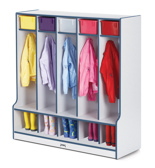 Rainbow Accents 5 Section Coat Locker with Step Rainbow Accents 5 Section Coat Locker with Step