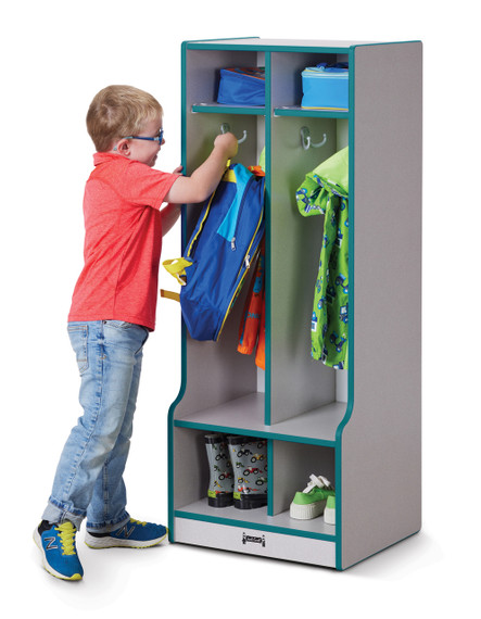 Rainbow Accents 2 Section Coat Locker with Step