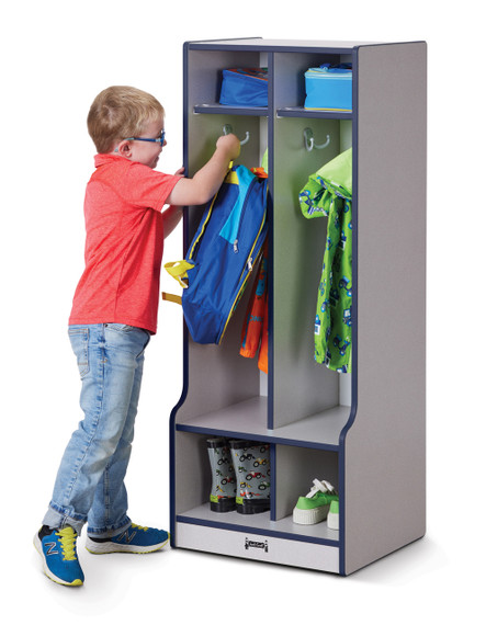 Rainbow Accents 2 Section Coat Locker with Step