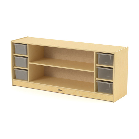 Wooden Combo Bin Toy Storage Bookshelf with 6 Clear Cubbie Trays