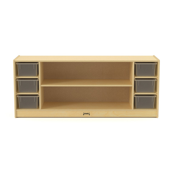 Wooden Combo Bin Toy Storage Bookshelf with 6 Clear Cubbie Trays