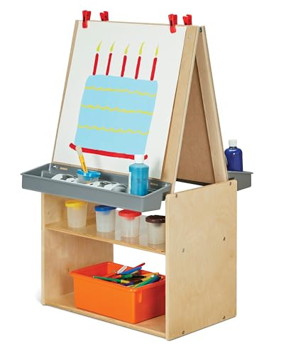 2 Sided Wooden Classroom Art Center Easel With Storage