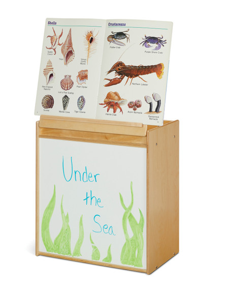 Wooden Classroom Lift Top Book Easel With Storage