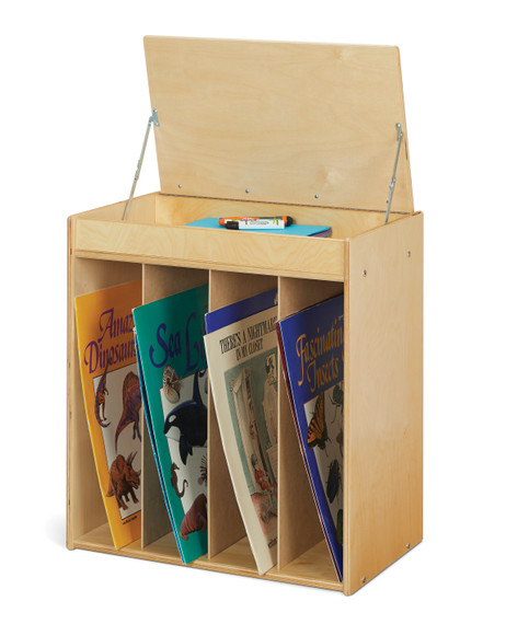Wooden Classroom Lift Top Book Easel With Storage