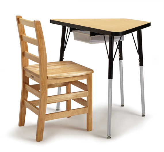 Tall Trapezoid Desk - Maple/Black/Black