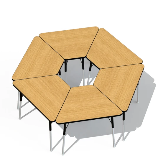 Tall Trapezoid Desk - Maple/Black/Black