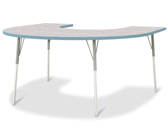 Horseshoe Activity Table - 60" X 66" - Driftwood Gray