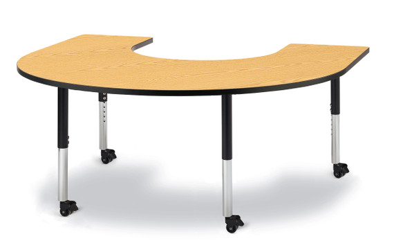 Horseshoe Activity Table - 66" X 60" - Oak