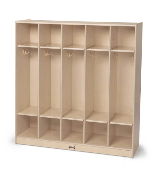5 Section Wooden White Coat Locker With Cubbies