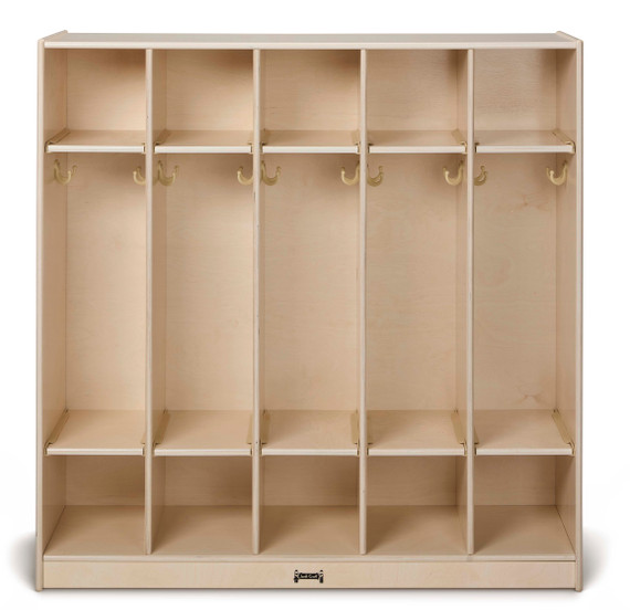 5 Section Wooden White Coat Locker With Cubbies