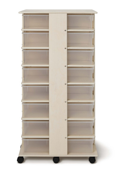 32 Tub Wooden White Mobile Storage Tower