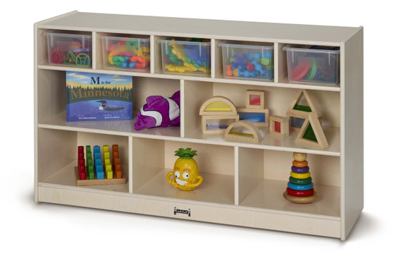 Mobile Wooden White Toy Storage Bookshelf With Clear Bins