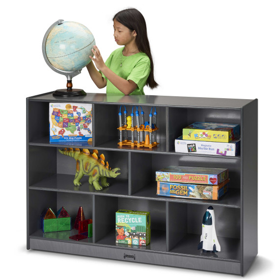 Gray Wooden Daycare Classroom Toy Storage Bookshelf