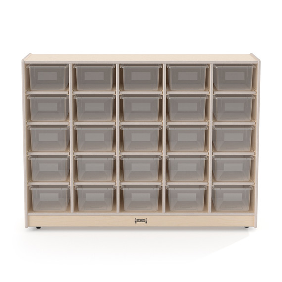 25 Cubby Wooden White Classroom Storage Organizer With Clear Bins
