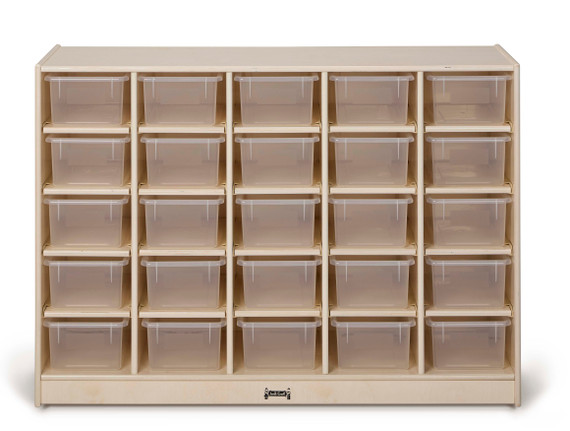 25 Cubby Wooden White Classroom Storage Organizer With Clear Bins