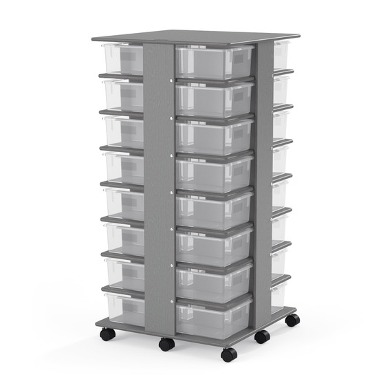 32 Tub Wooden Gray Mobile Storage Tower