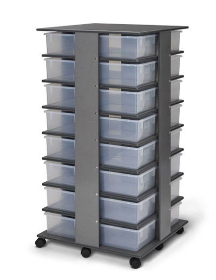 32 Tub Wooden Gray Mobile Storage Tower
