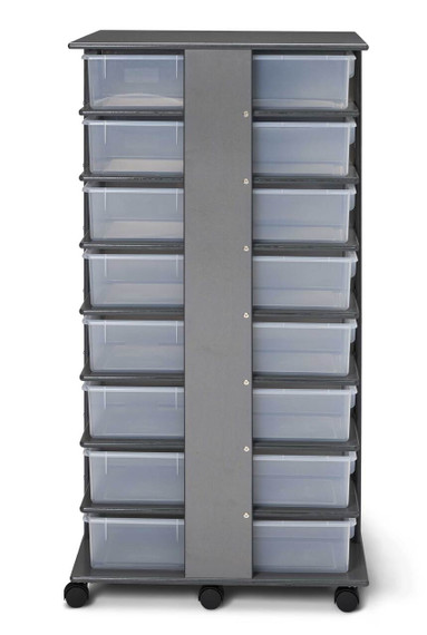 32 Tub Wooden Gray Mobile Storage Tower