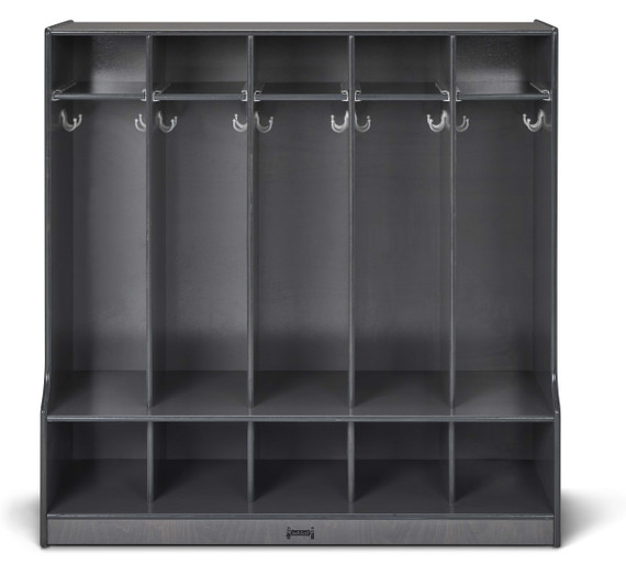 5 Section Wooden Gray Coat Locker Cubby With Bench