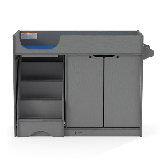 Gray Wooden Diaper Changing Table With Stairs