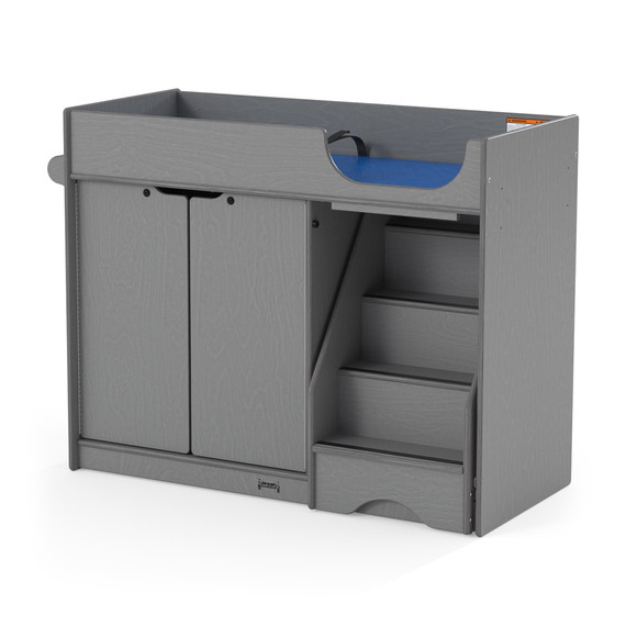 Gray Wooden Diaper Changing Table With Stairs