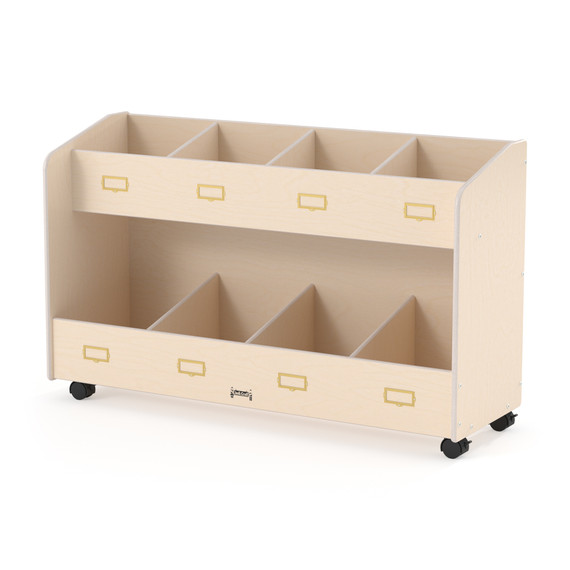 8 Section Mobile White Book Cart Organizer